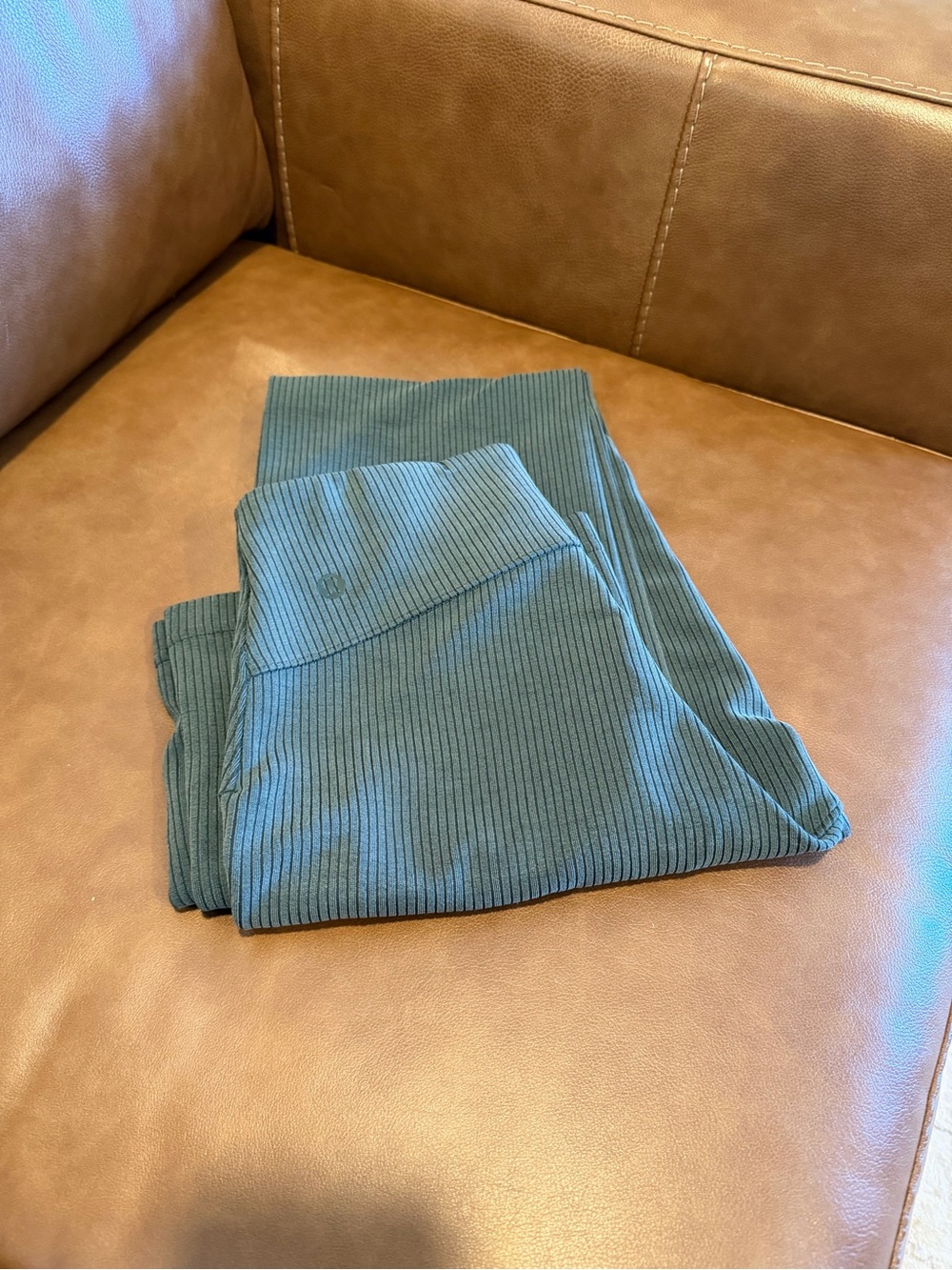 Lululemon Ribbed High-Rise Flare Leggings in Green